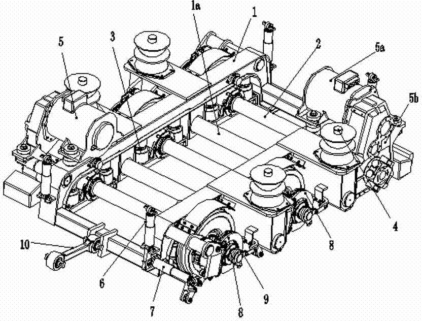 Three-axle power bogie based on 100% low-floor tramcar