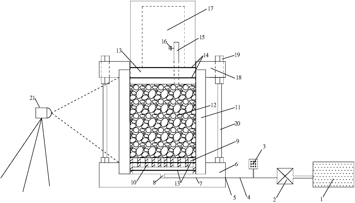 Visual test device for penetration grouting of broken coal and rock mass and test method of visual test device