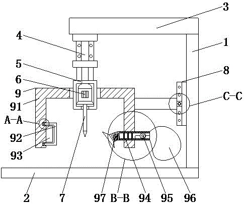 Drilling machine provided with automatic dust removal function and used for hardware fitting machining