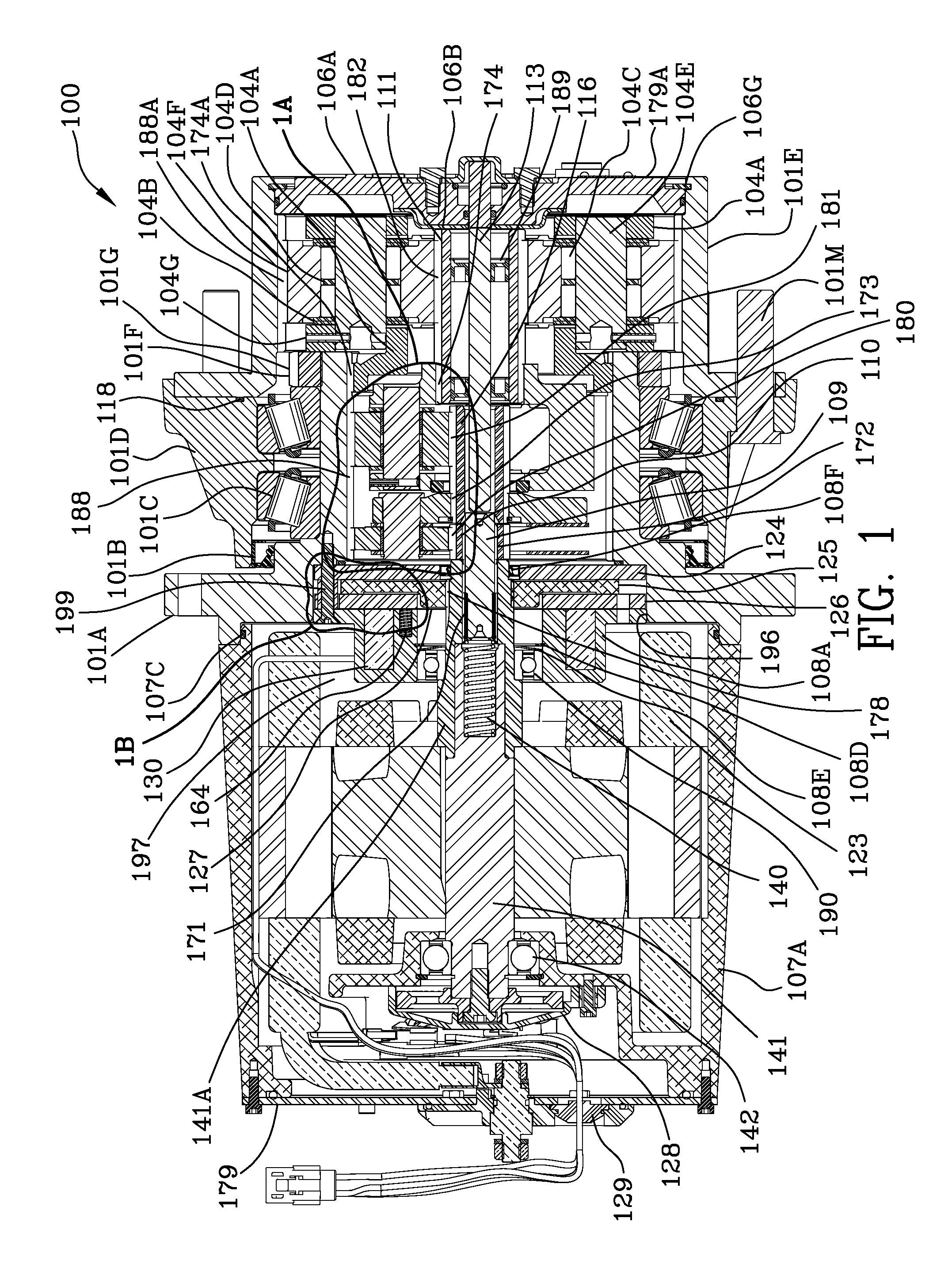 Gear reducer electric motor assembly with internal brake