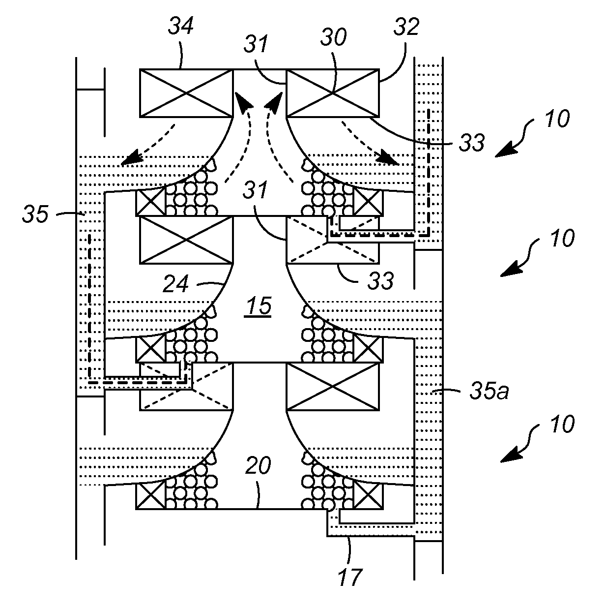 Vapor-liquid contacting apparatuses with vortex contacting stages