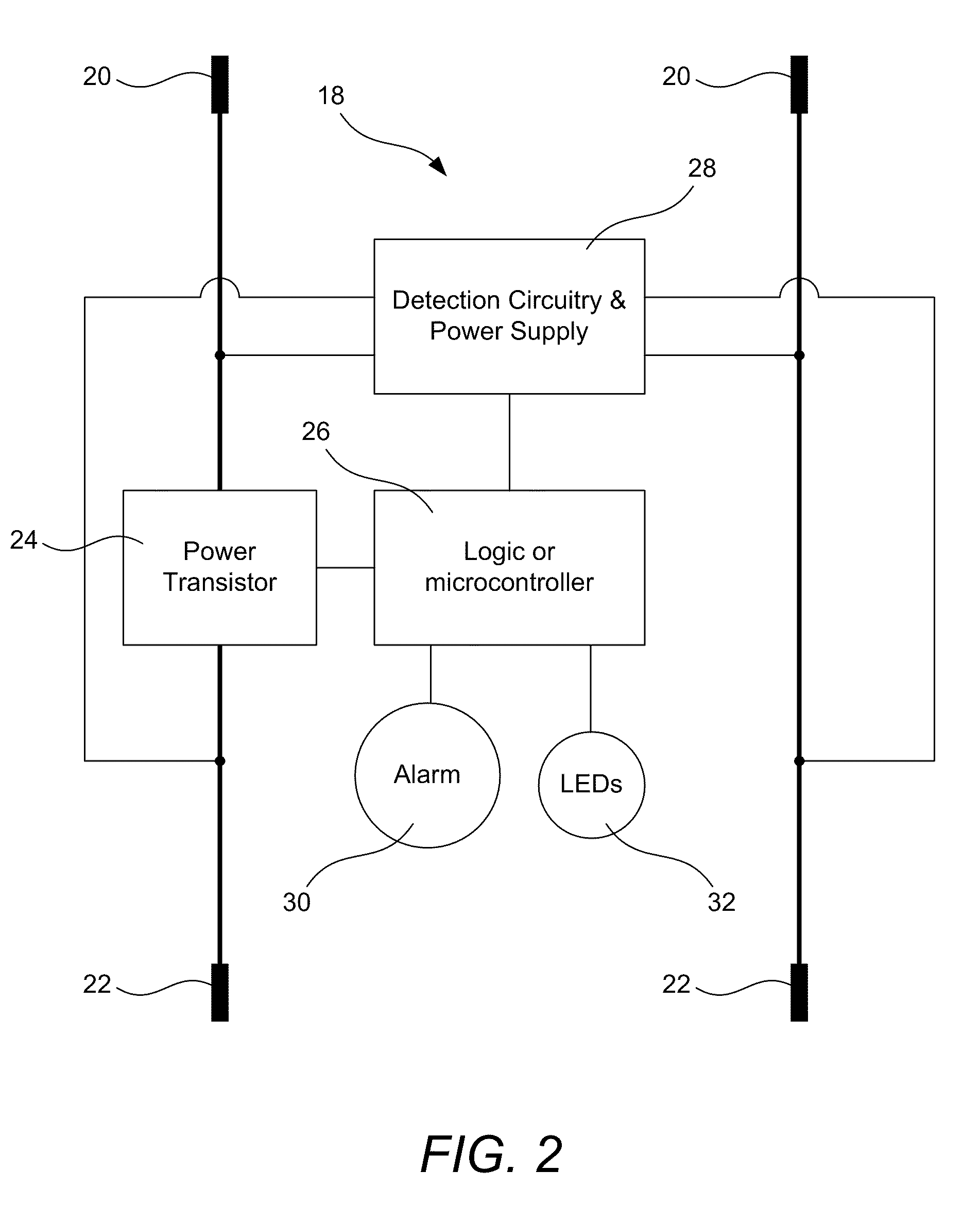 Low-Voltage Connection with Safety Circuit and Method for Determining Proper Connection Polarity