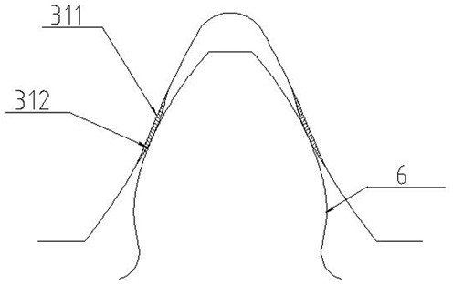 Rack gear-sector pair with variable transmission clearance characteristic and automobile steering gear