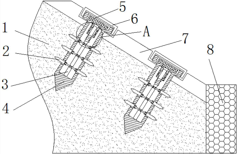 Vegetation ecological concrete slope protection structure and construction method