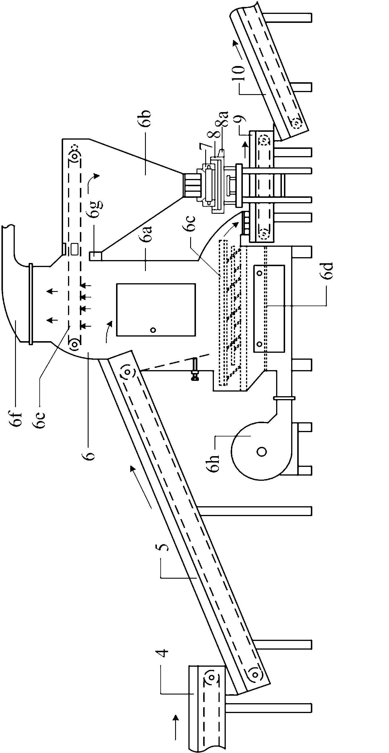 Efficient and energy-saving threshing and air separation process and equipment