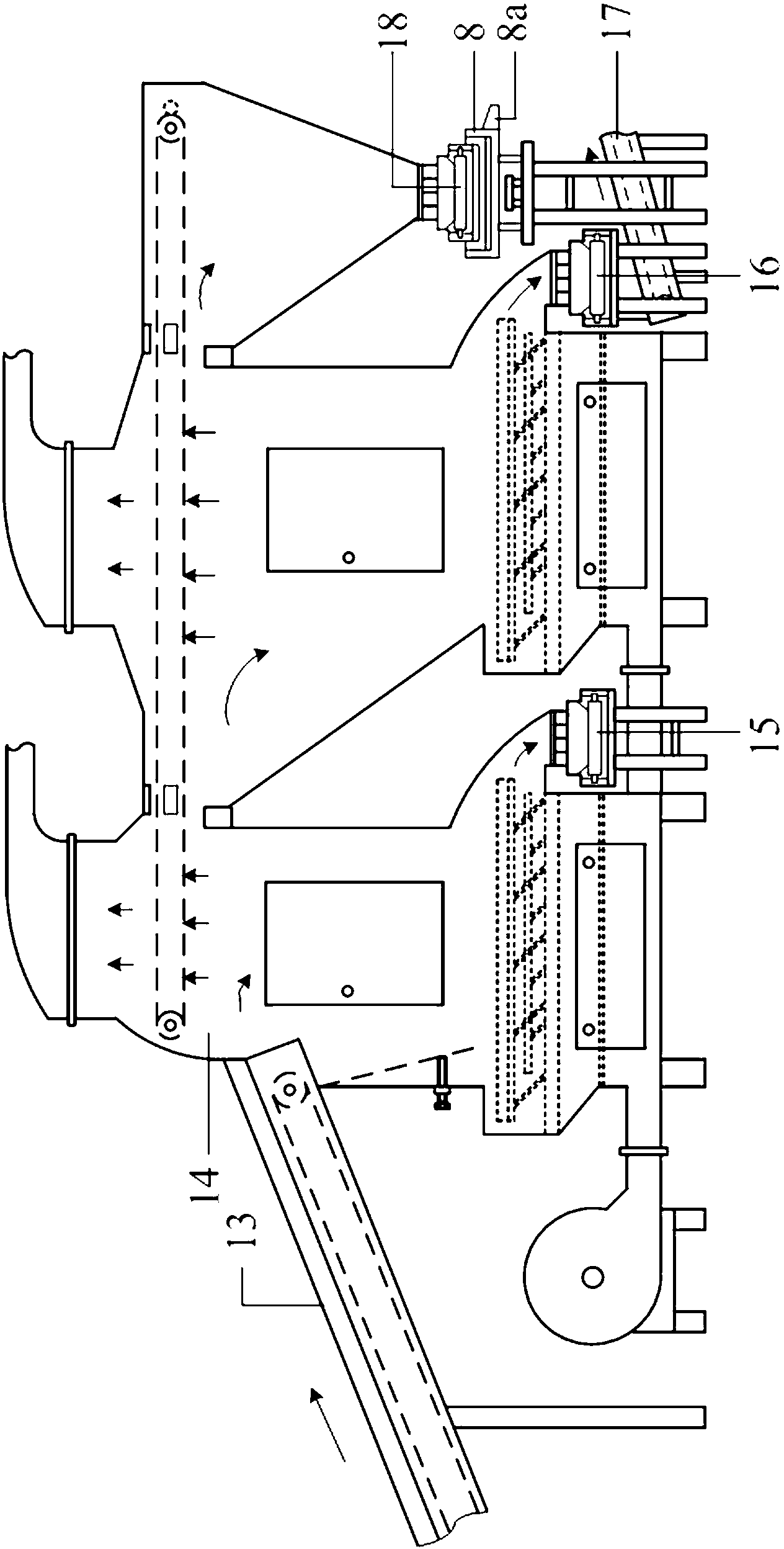 Efficient and energy-saving threshing and air separation process and equipment