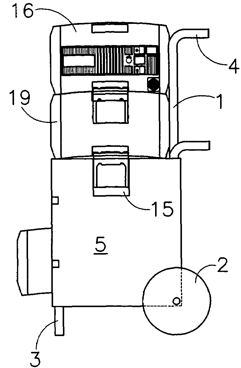 Mobile unit with drawers and detachable dust suction system