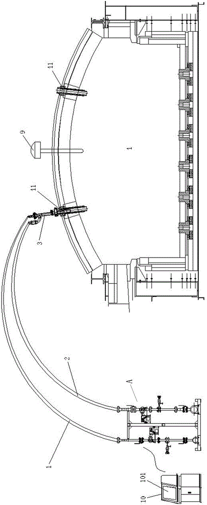 Glass fiber kiln pure oxygen combustion system and control method thereof