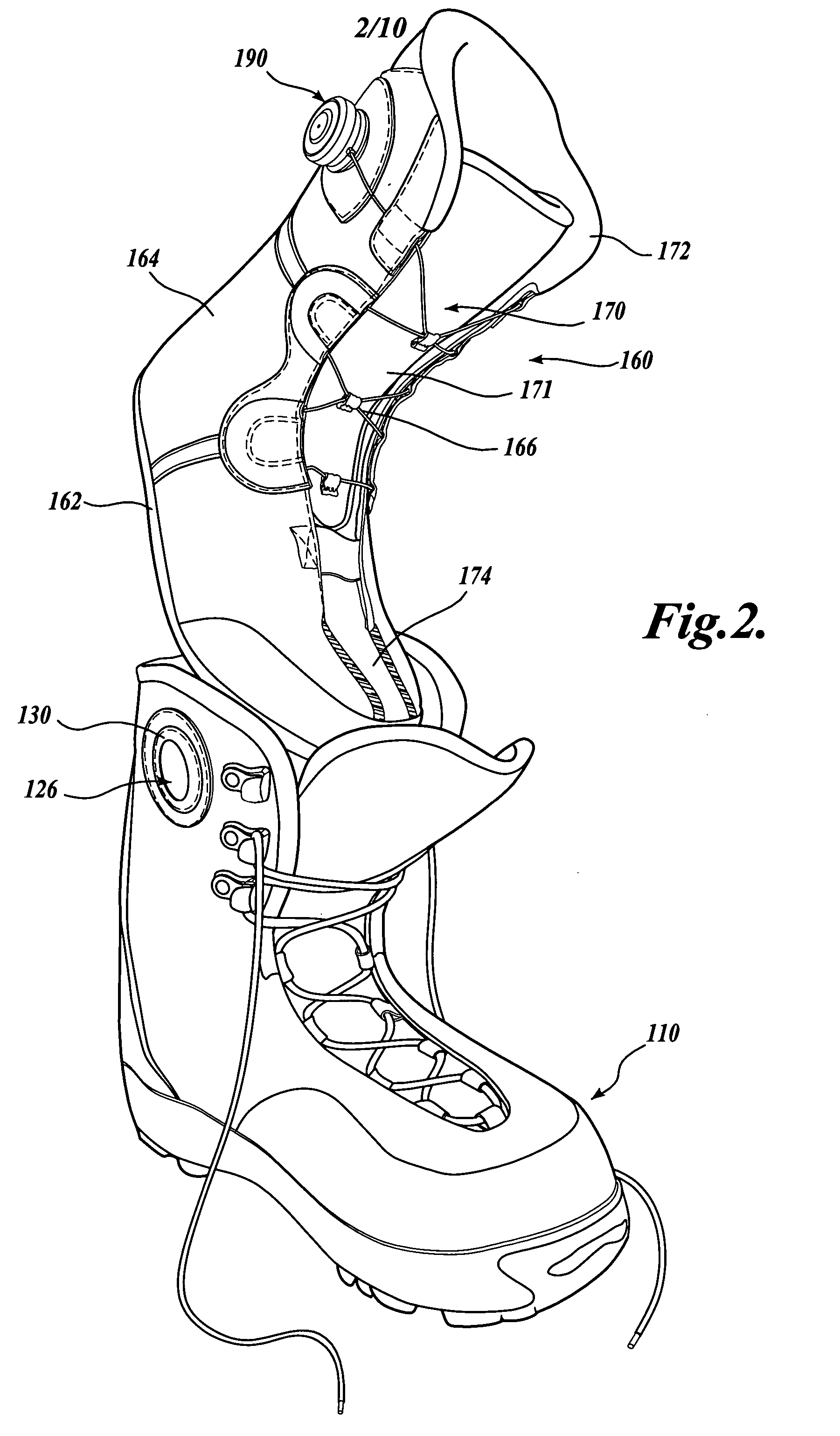 Snowboard boot with liner harness