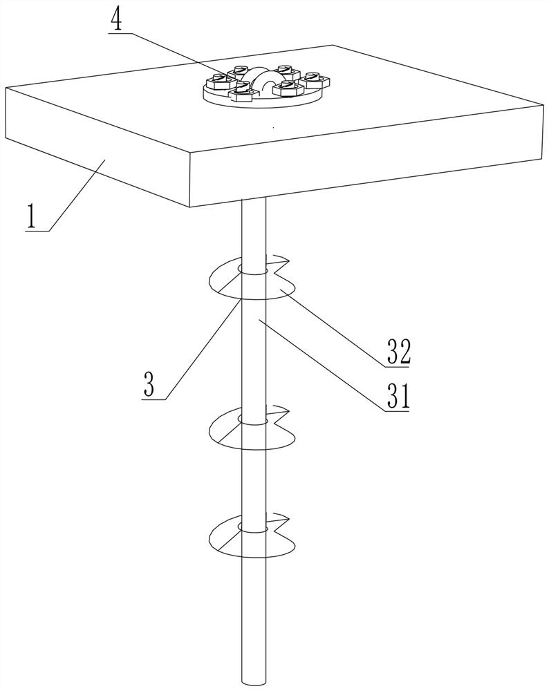 Anchoring foundation suitable for floating type fan and construction method of anchoring foundation