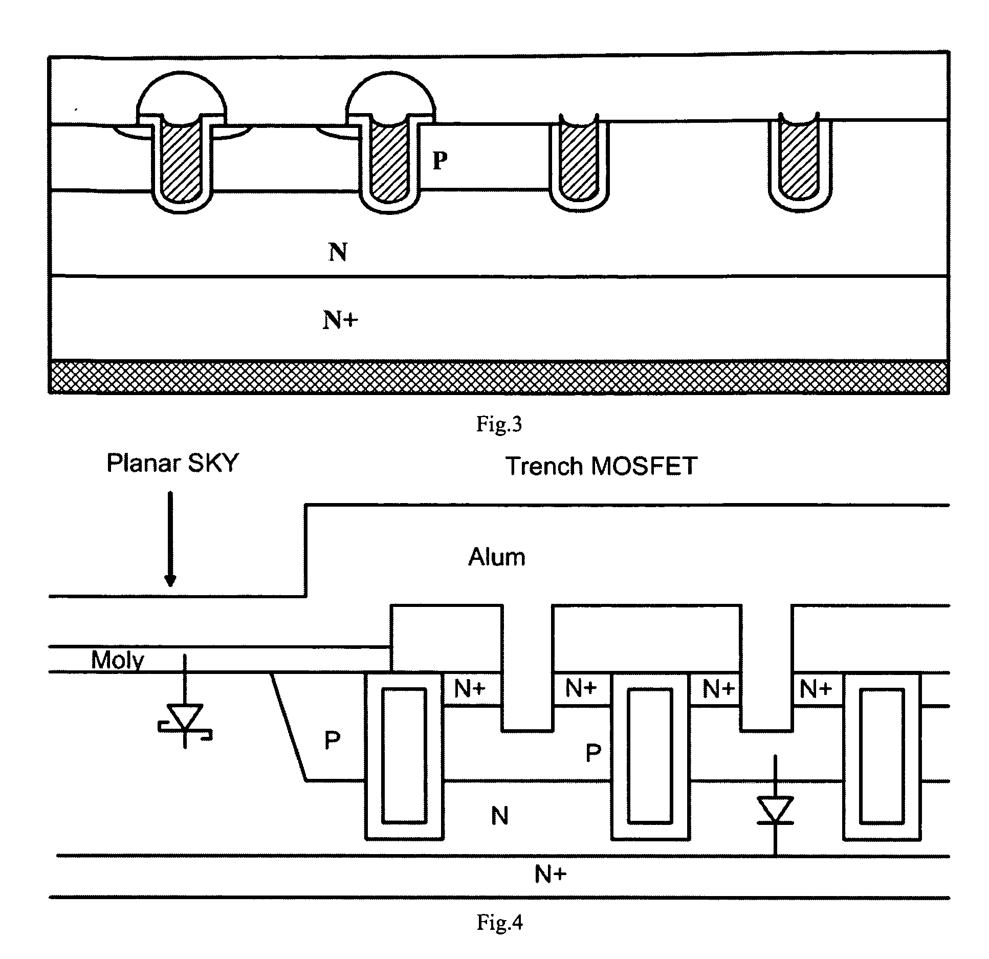 Integrated trench mosfet and junction barrier schottky rectifier with trench contact structures