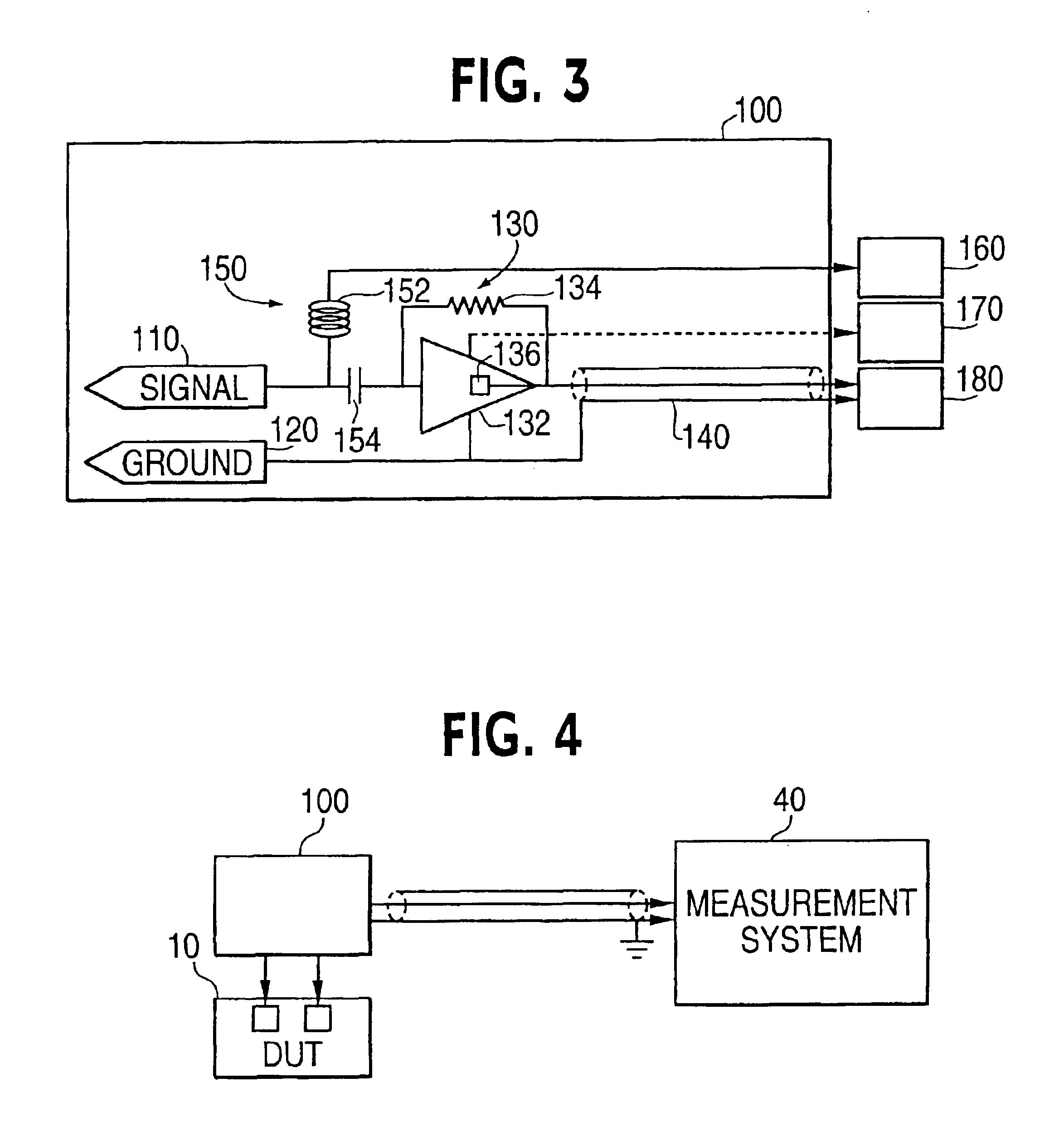 Current probe device having an integrated amplifier