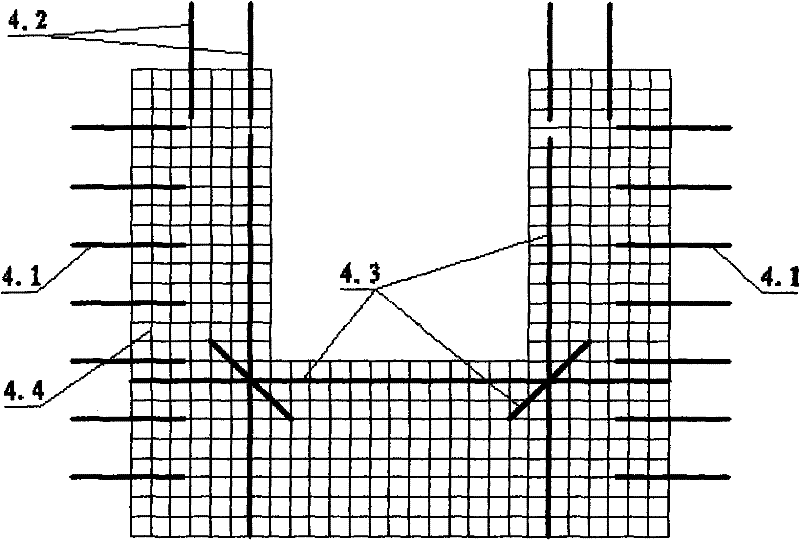 Spraying sandwiched concrete shear wall structure of clamp die fixing machinery and construction method