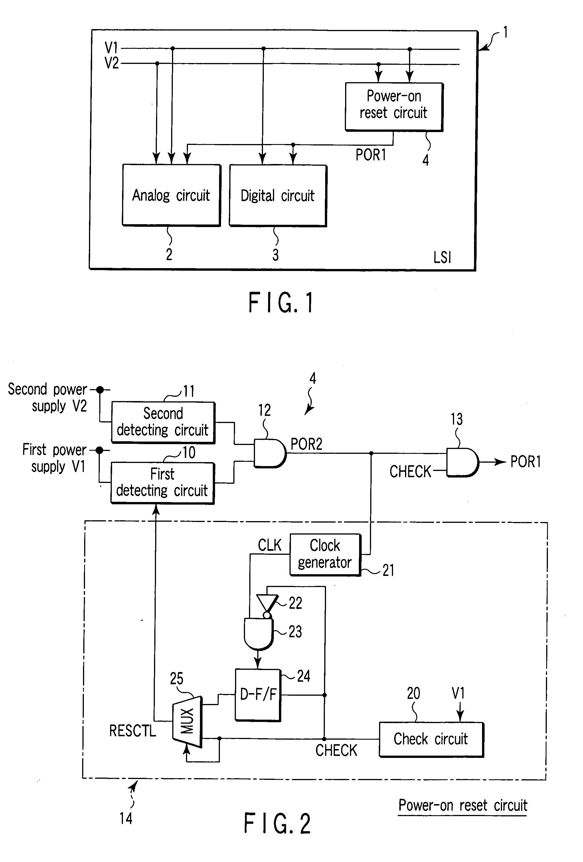 Semiconductor integrated circuit device with power-on reset circuit for detecting the operating state of an analog circuit