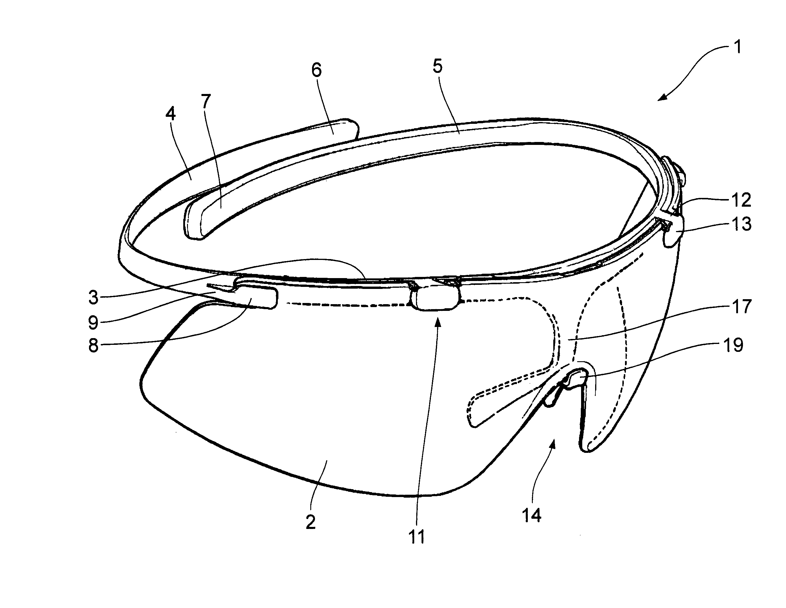 Hingeless eyeglasses; especially safety glasses