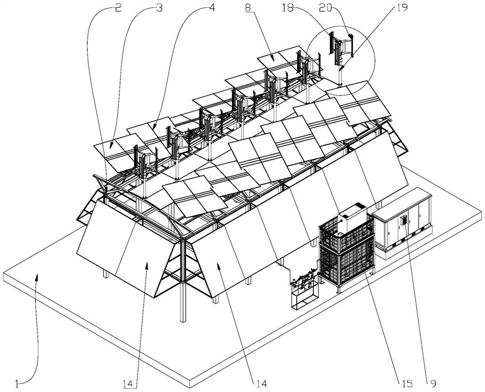 Parking lot adopting compressed air source distributed self-control photovoltaic module