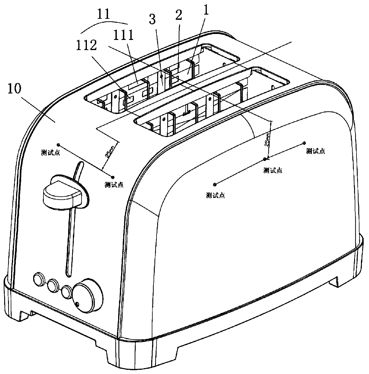 Toaster heat insulation and dissipation structure and toaster