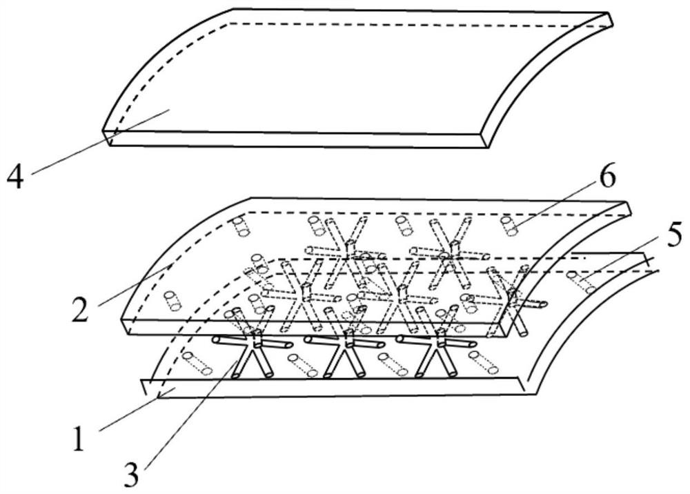 Truss type double-wall heat insulation device for engine combustion chamber and cold air film forming method