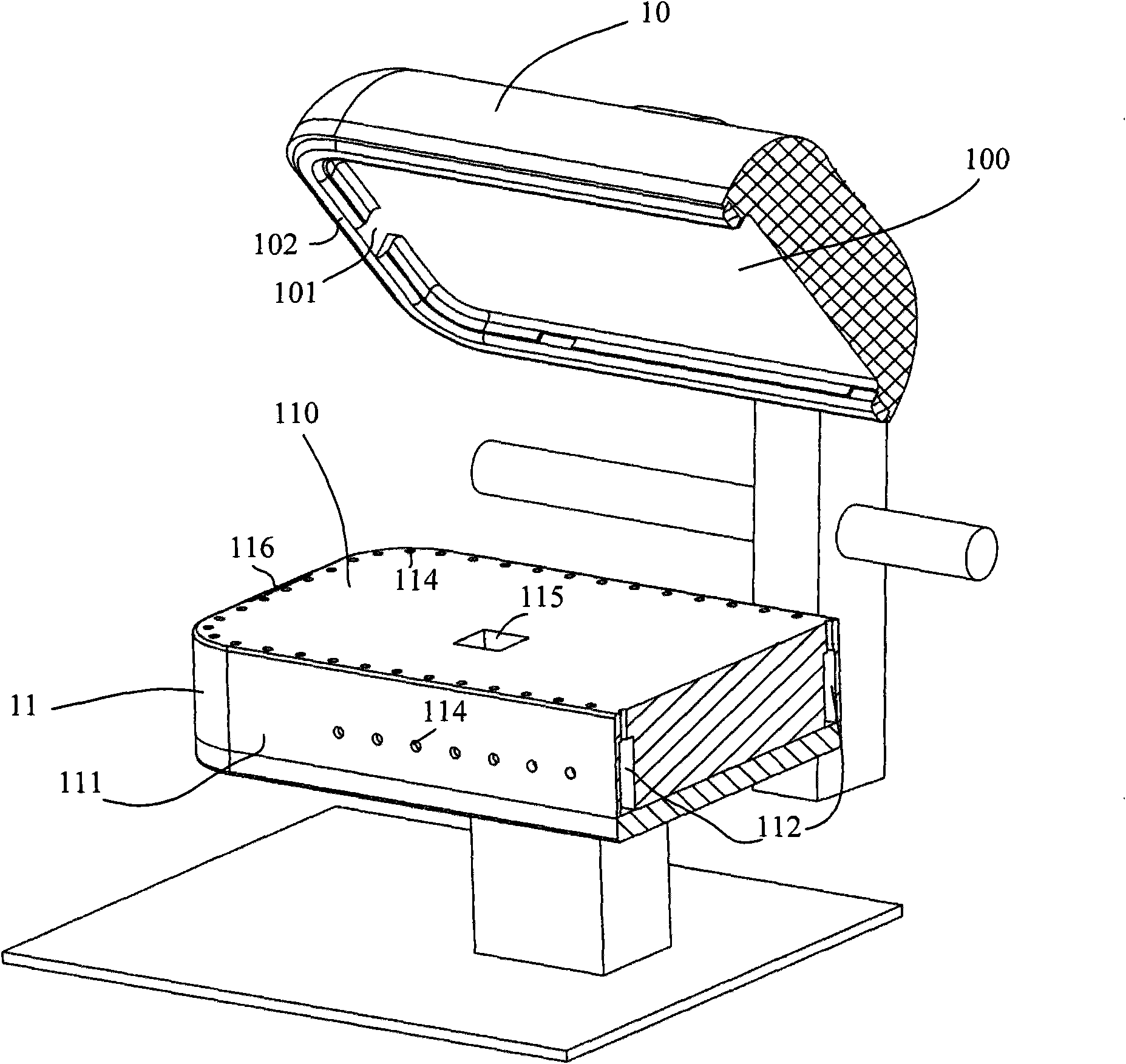 Hot press molding process, molding system and mould group thereof