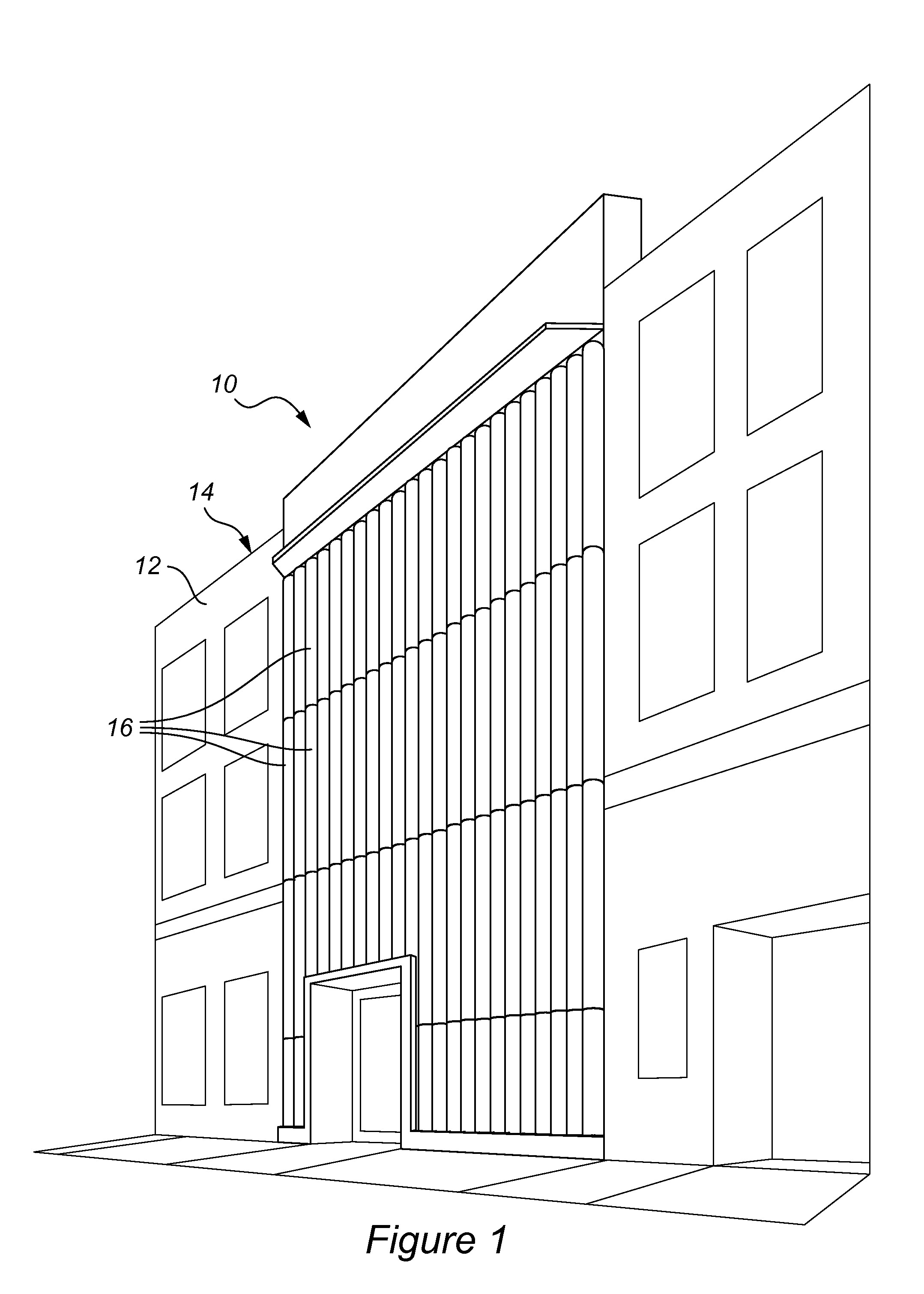 Modular, self supporting exterior enclosure system with insulating, evacuated tubes having solar collector rods