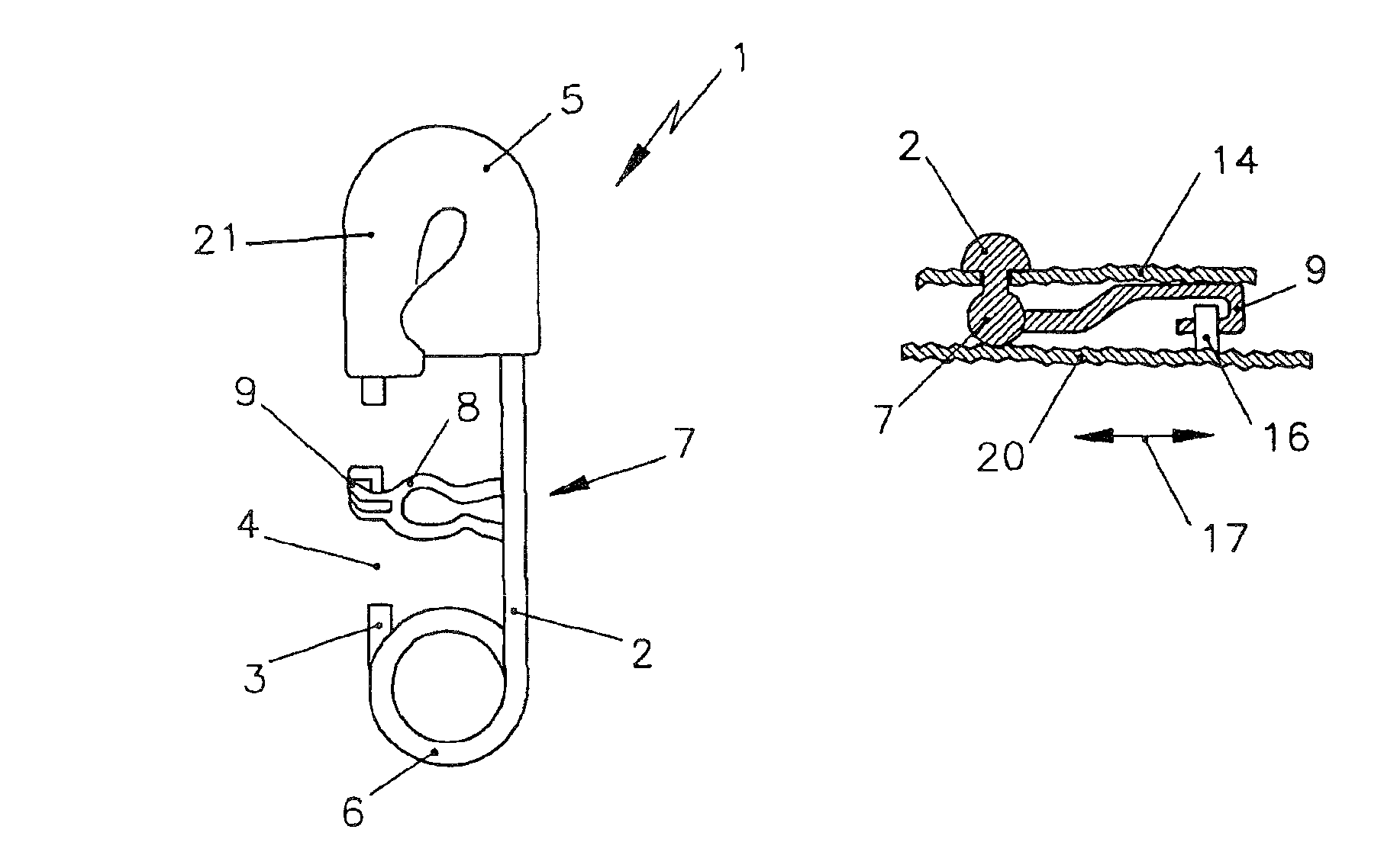 Closure for joining at least two pieces of material