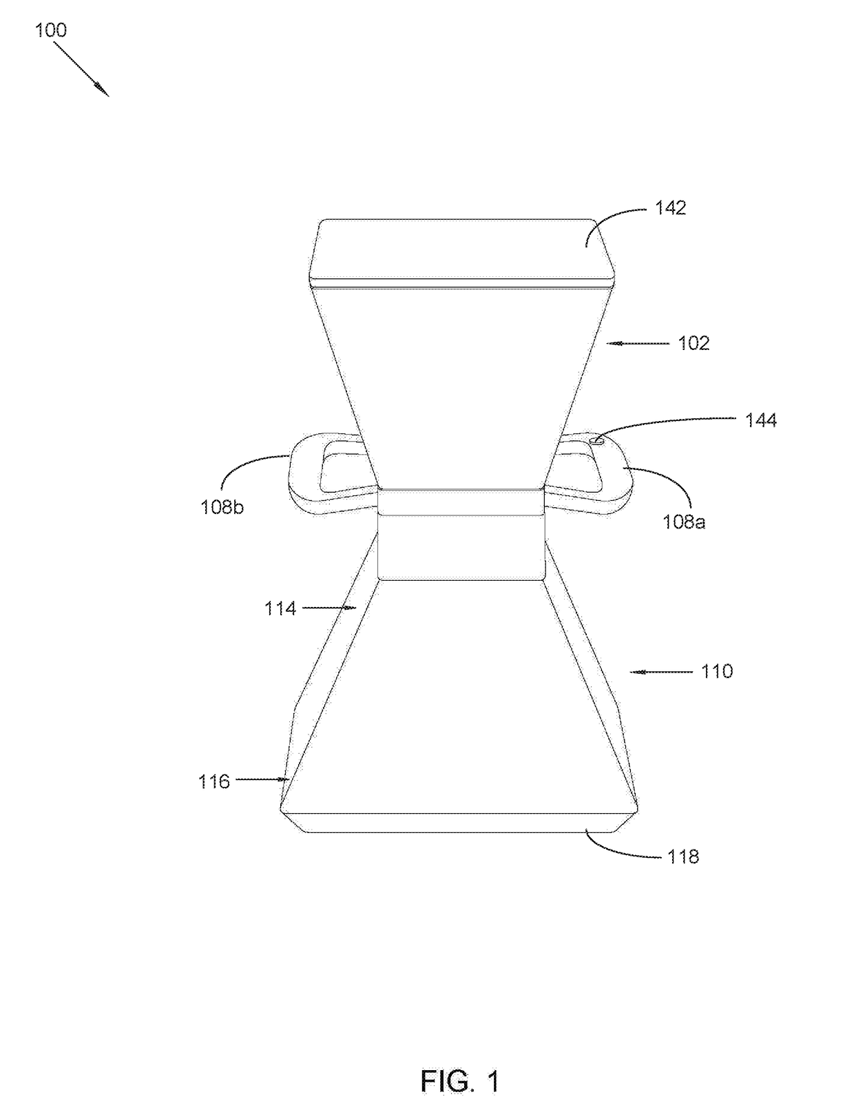 Electric handheld broadcast spreader with pattern and speed controlling baffled skirt