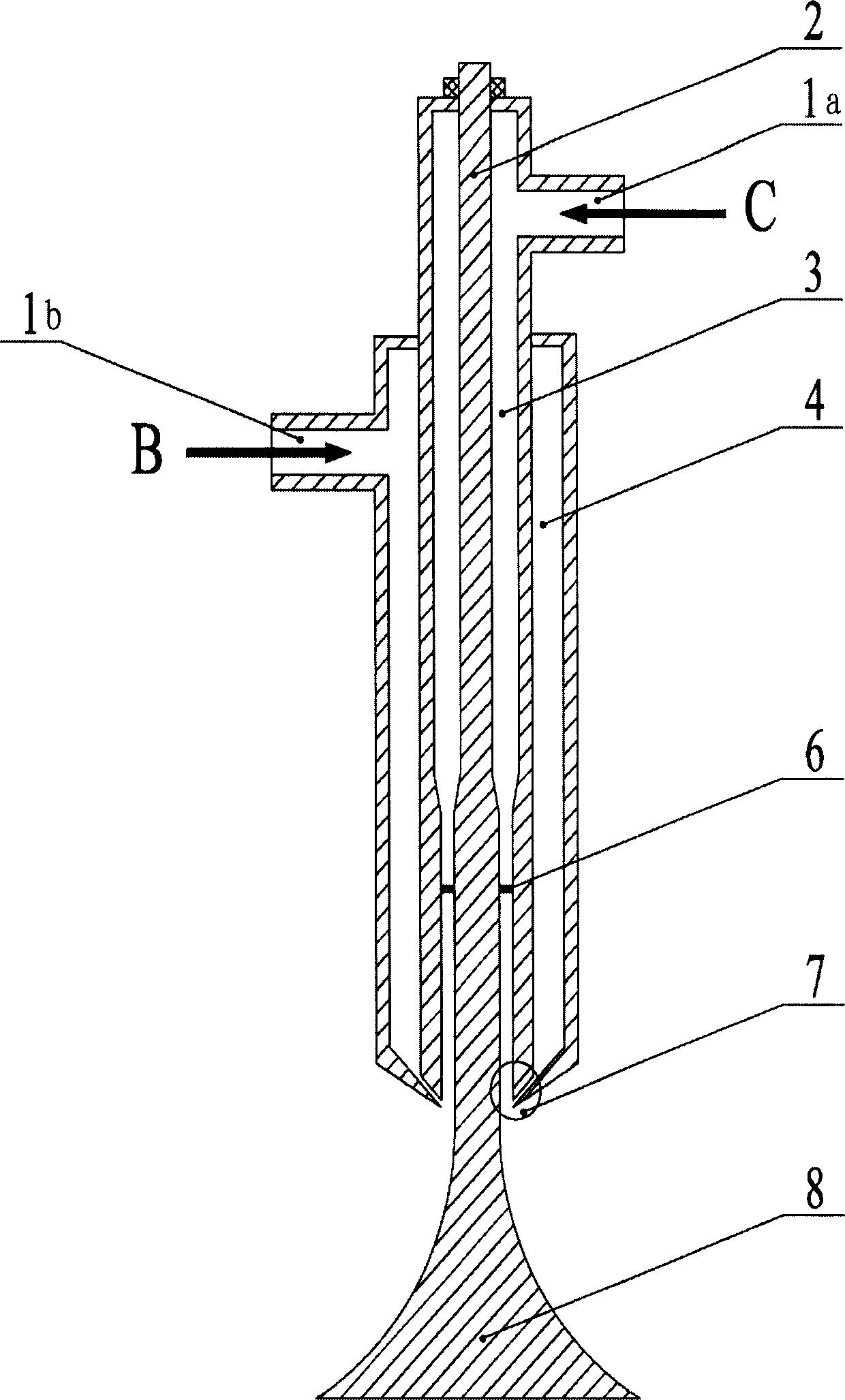 Liquid film colliding type jet reactor