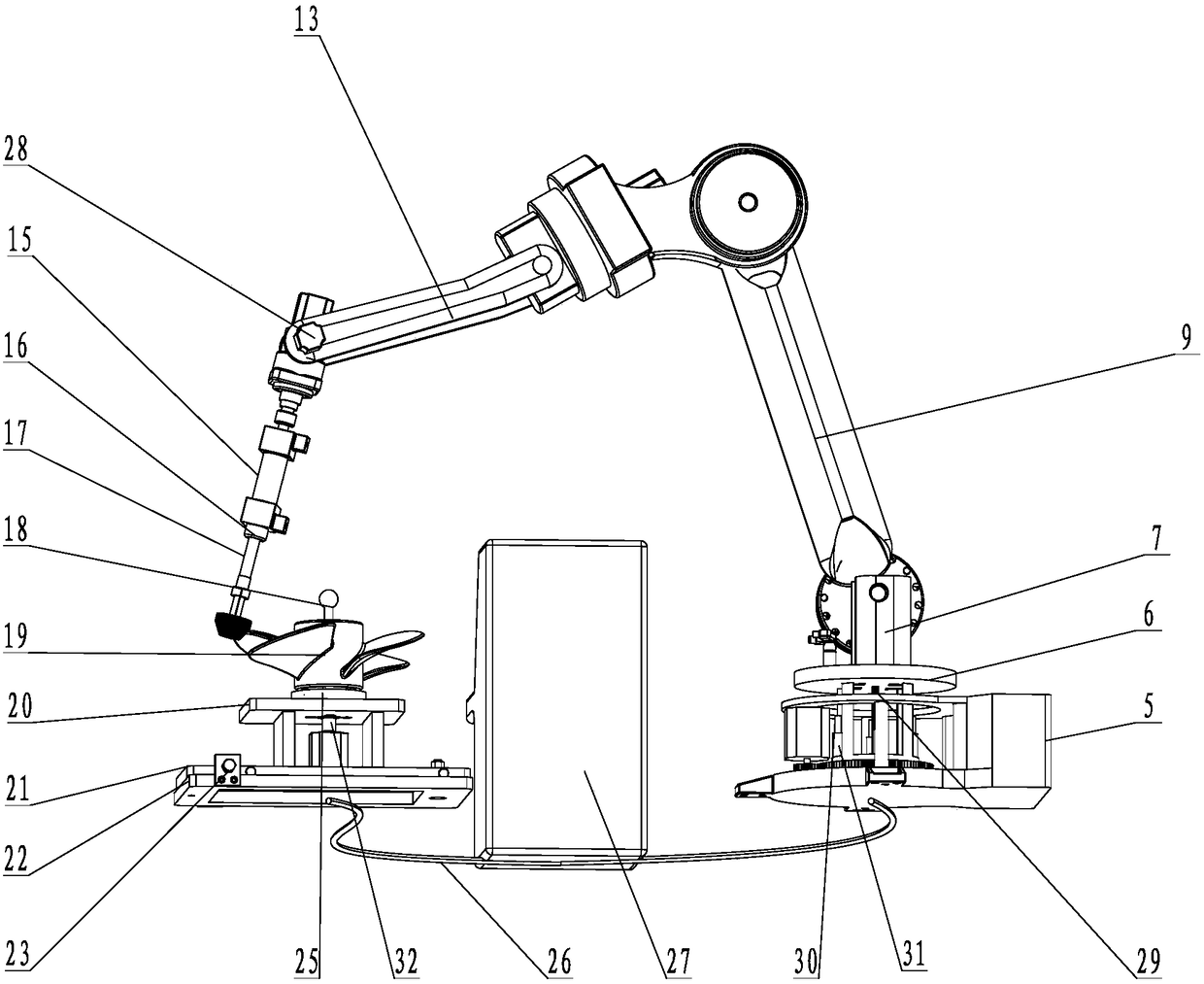 Propeller grinding and polishing industrial robot and grinding and polishing method