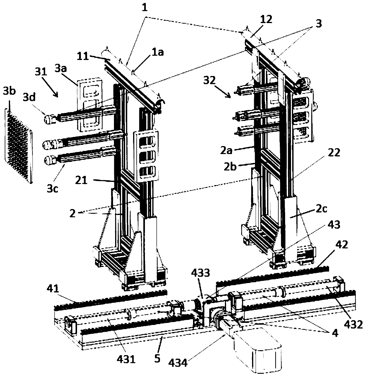 Flexible positioning bracket for coating and automatic feeding and discharge of exterior trimming parts