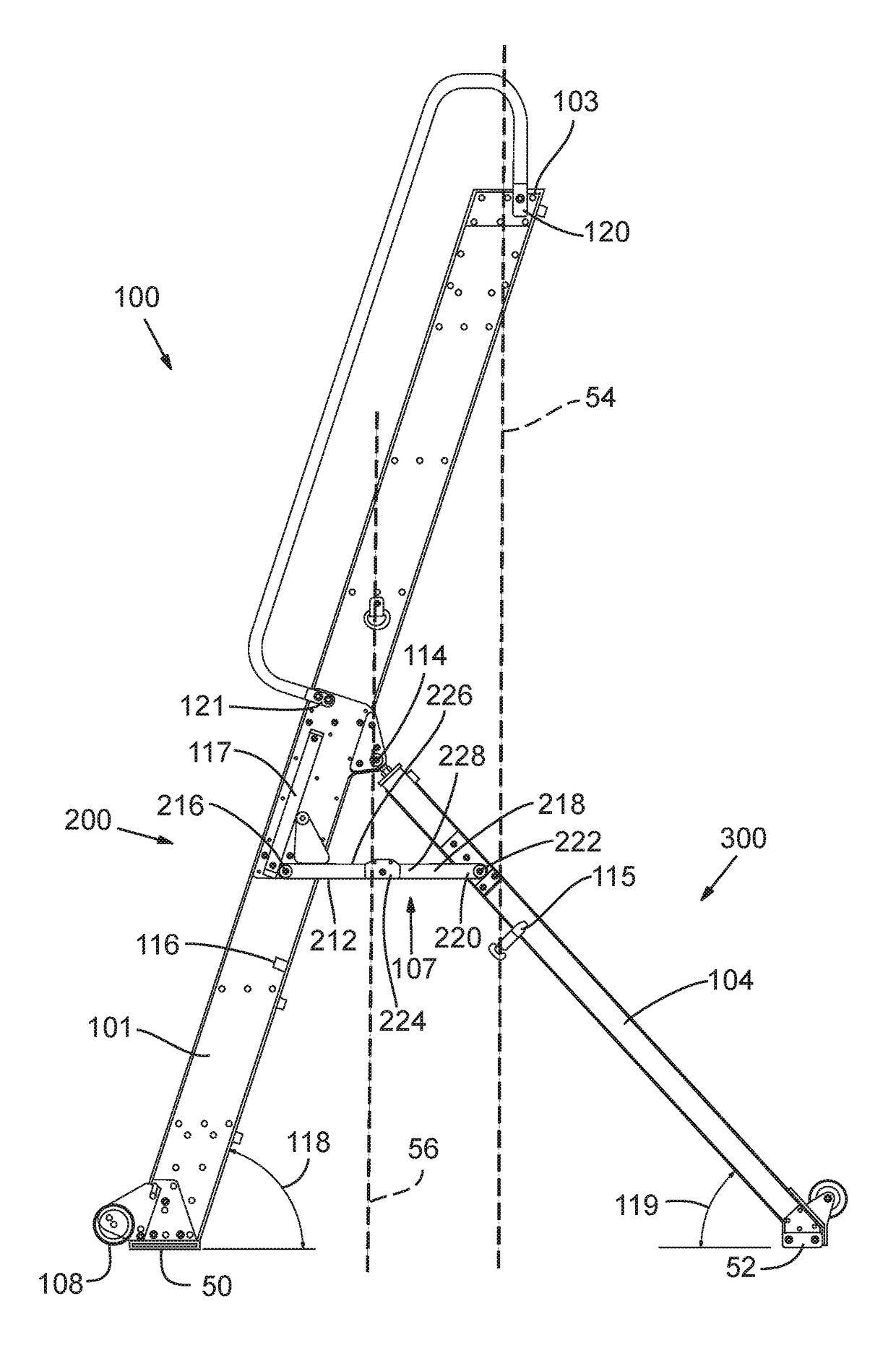 Folding ladder with brace-locking apparatus