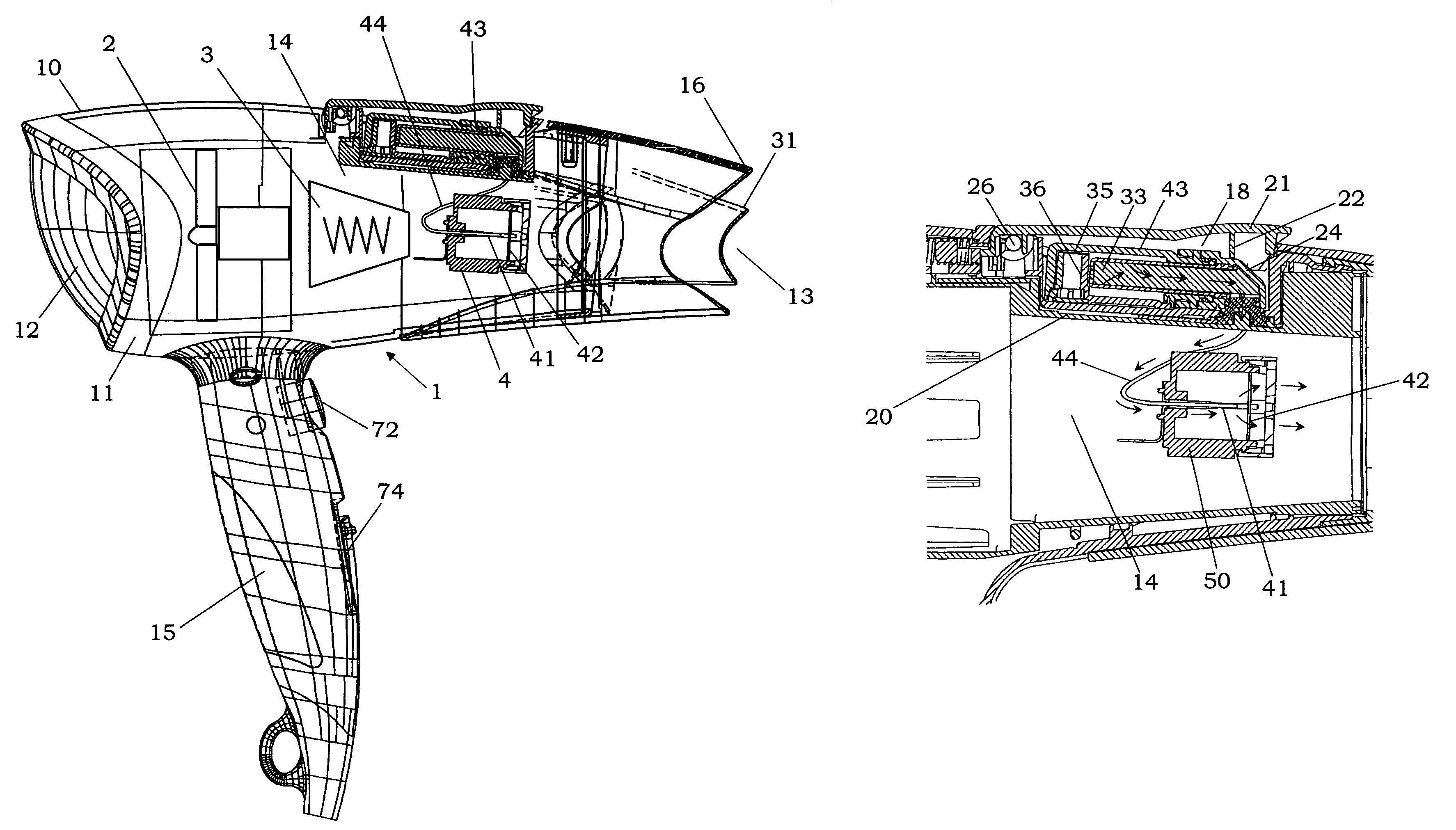 Hair dryer with static atomizing device