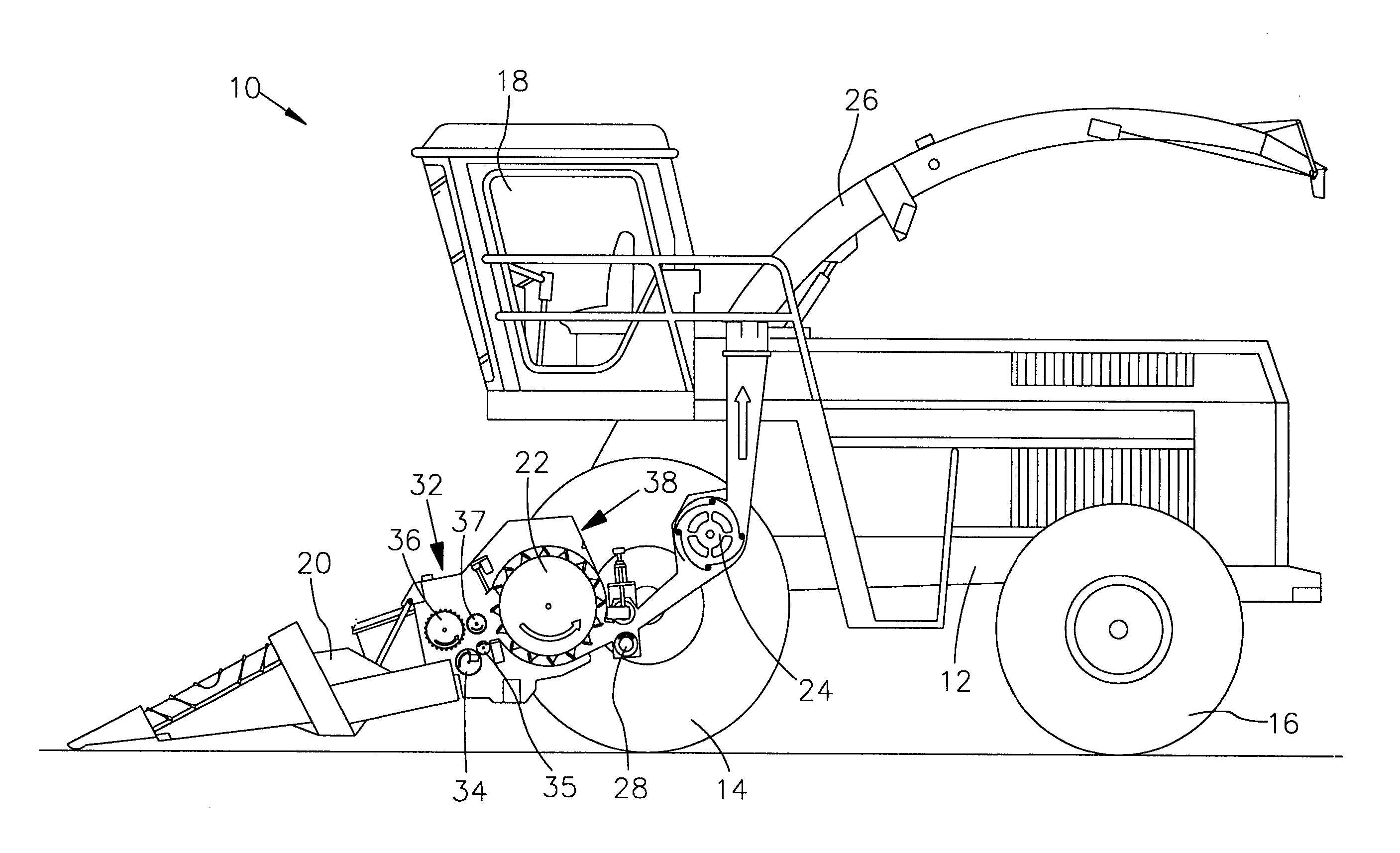 Feeding device for a field chopper