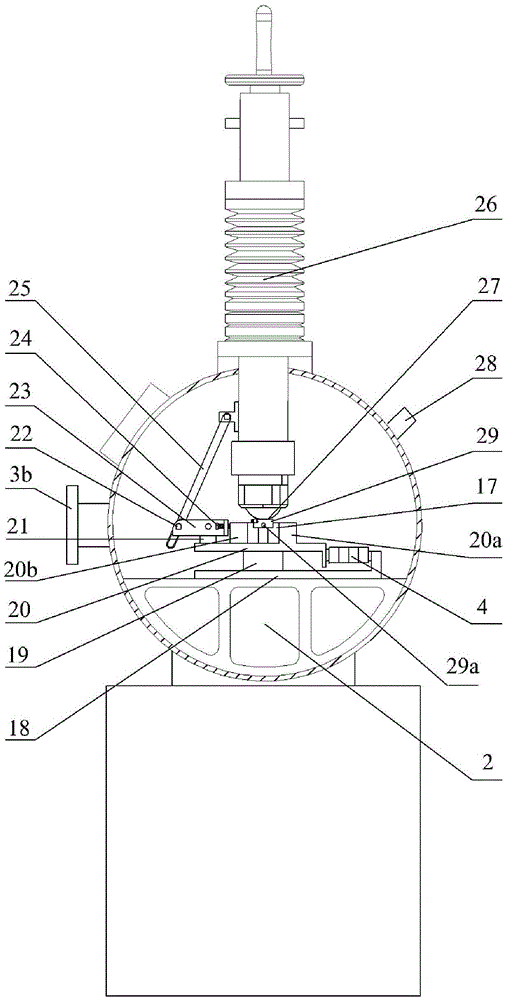 Fretting wear test device capable of conducting X-ray photoelectron spectroscopy analysis in situ