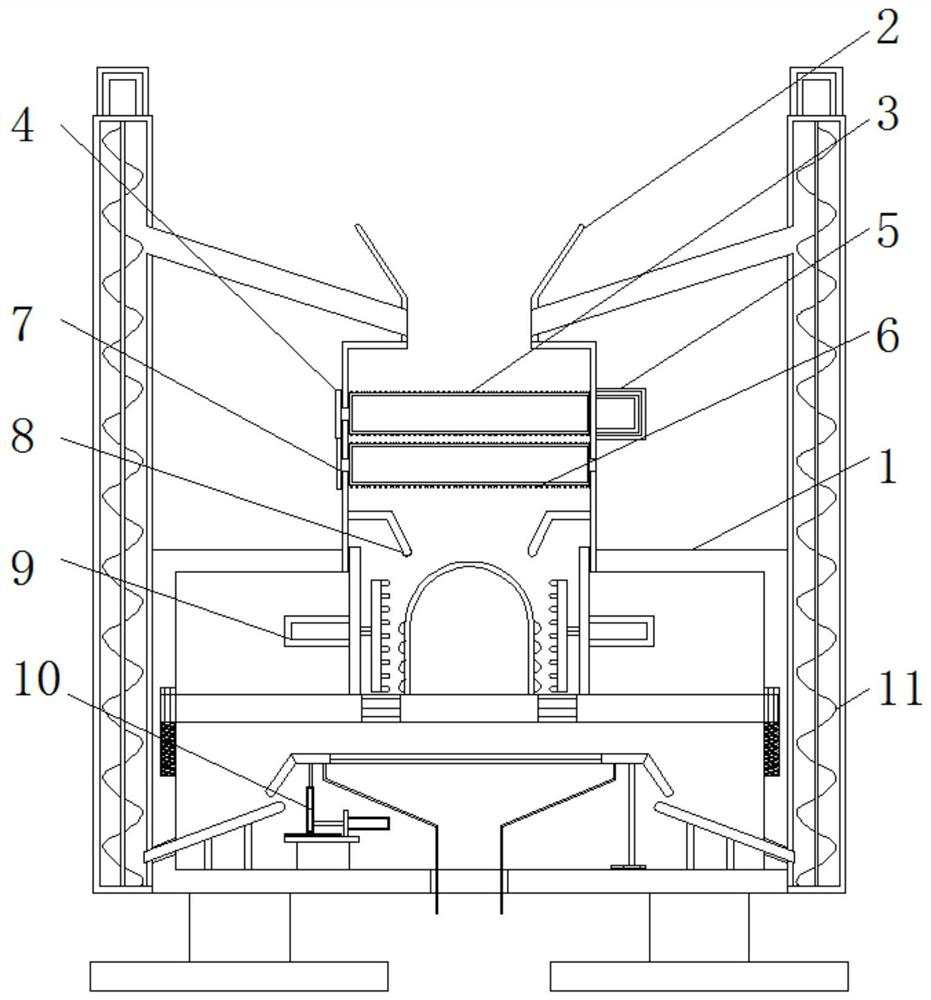 Natural graphite primary crushing and separating device for lithium battery processing