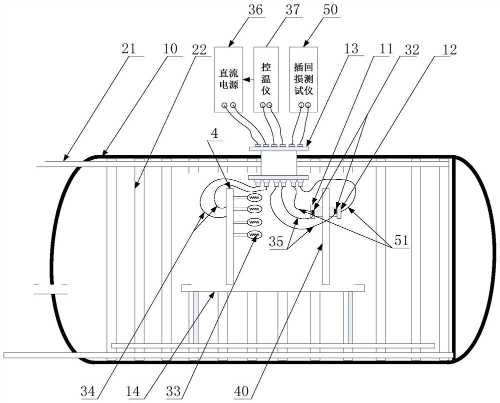 Temperature gradient simulation test device and method for aerospace optical fiber cabin penetrating assembly