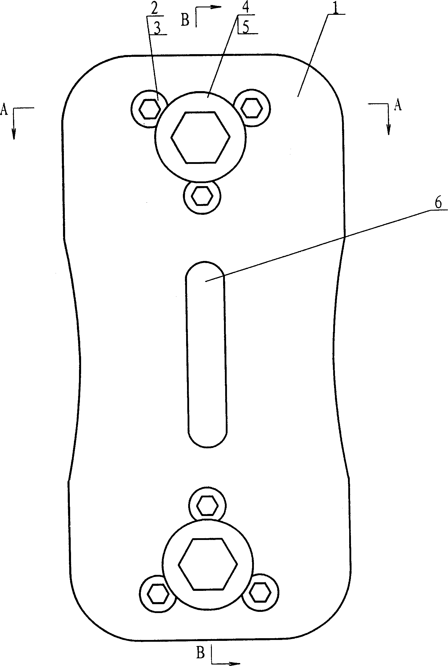 Front self locking fixing pin plate for lumbar vertebra