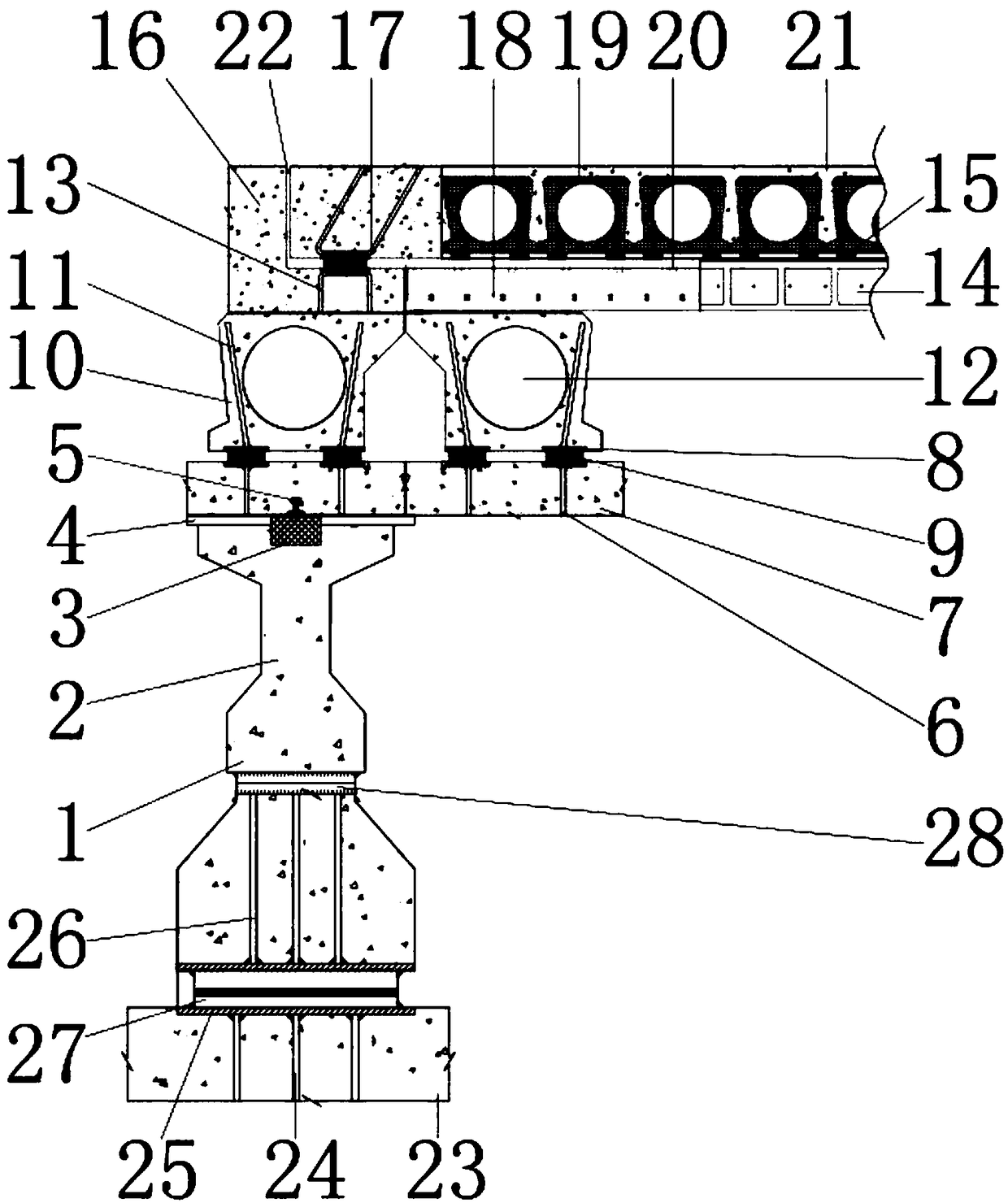 Concrete composite beam structure