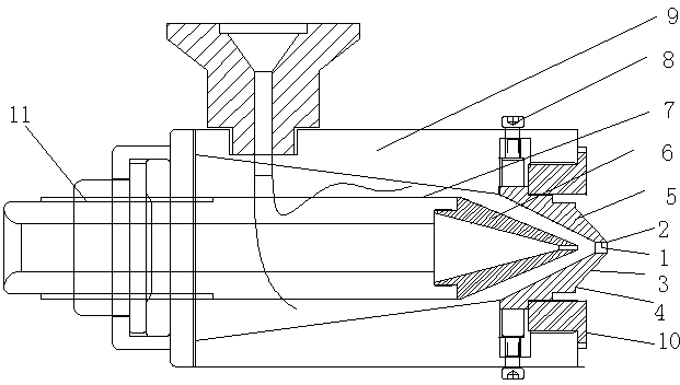 Novel mold structure for preventing materials from stacking at mold opening