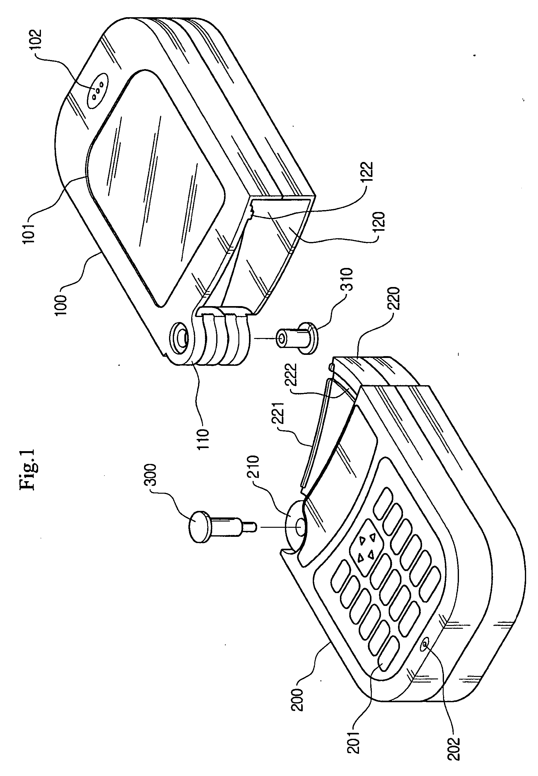 Mobile communication terminal having two separated body parts rotatable in horizontal direction by predetermined angle