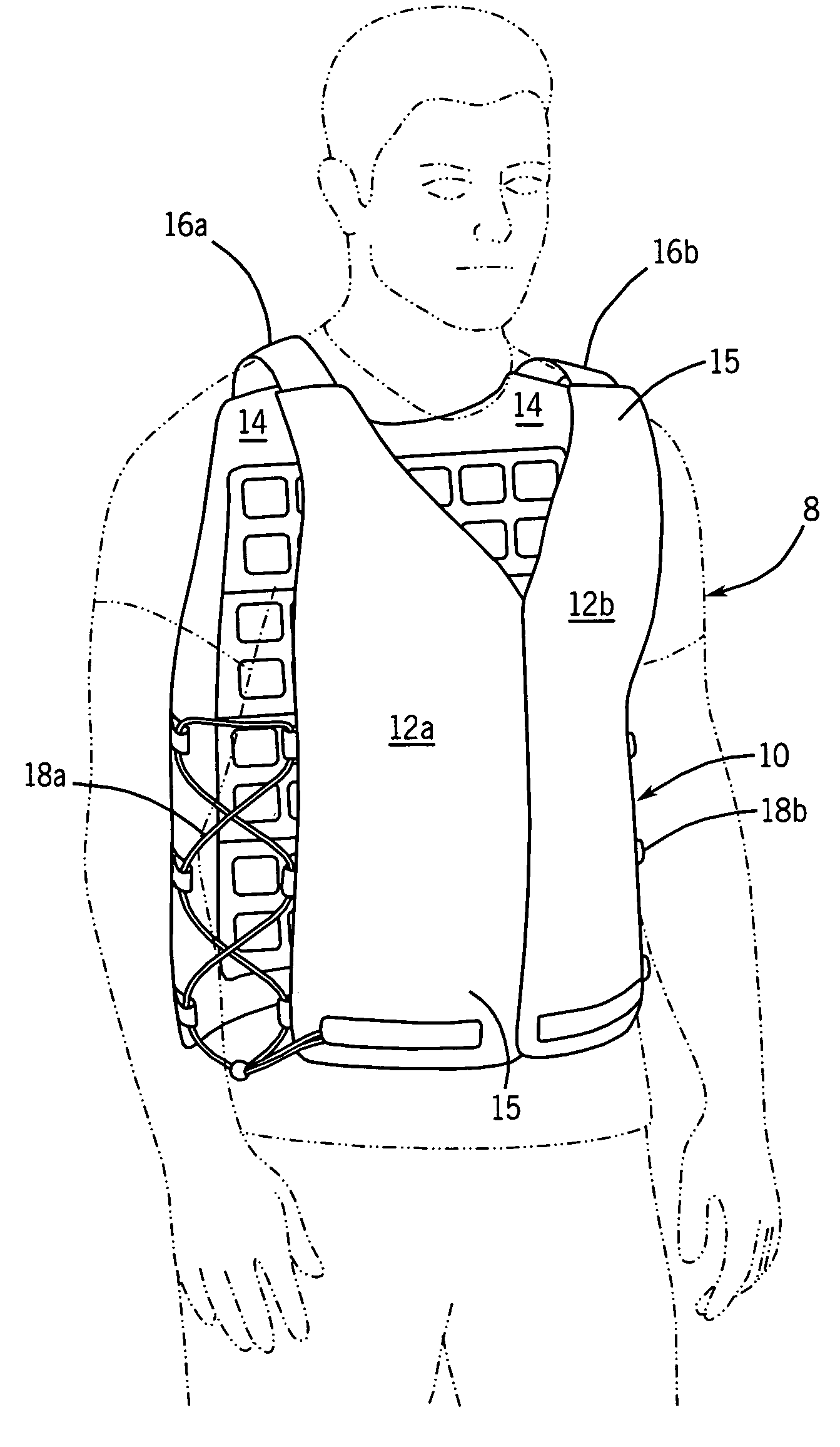 Temperature control vest having visible ice sheets composed of refrigerant cubes