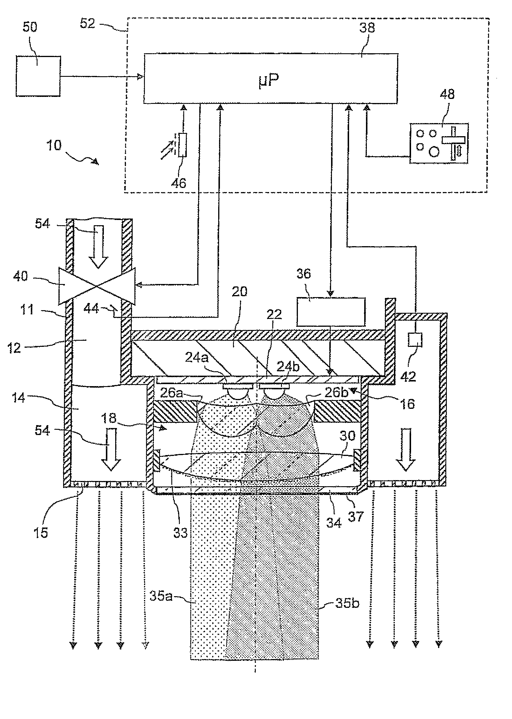 Sanitary fitting comprising an assembly of several light sources