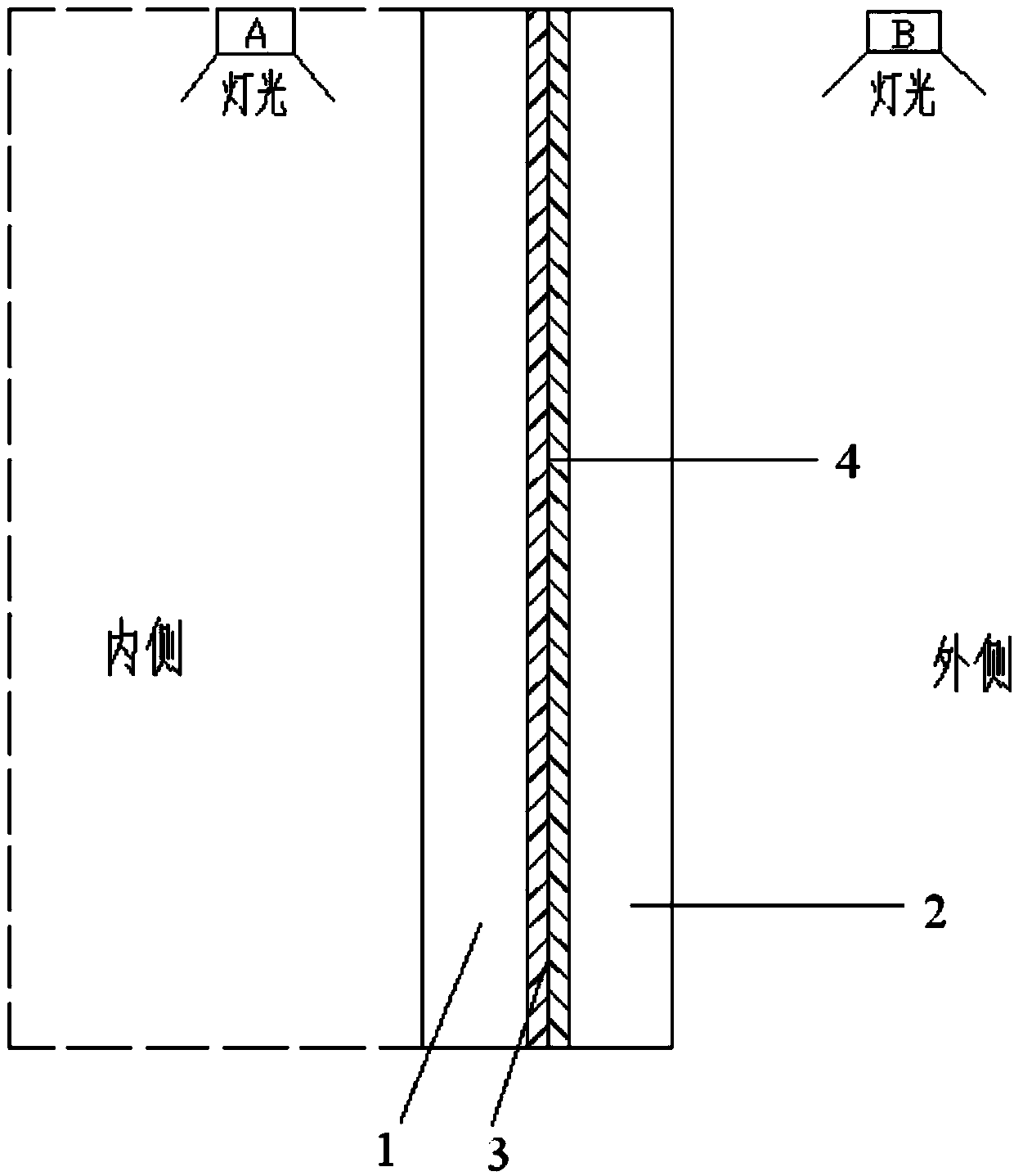 Safety one-way perspective glass as well as production method and application thereof