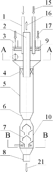 Axial-flow ultrashort contact cyclone reactor