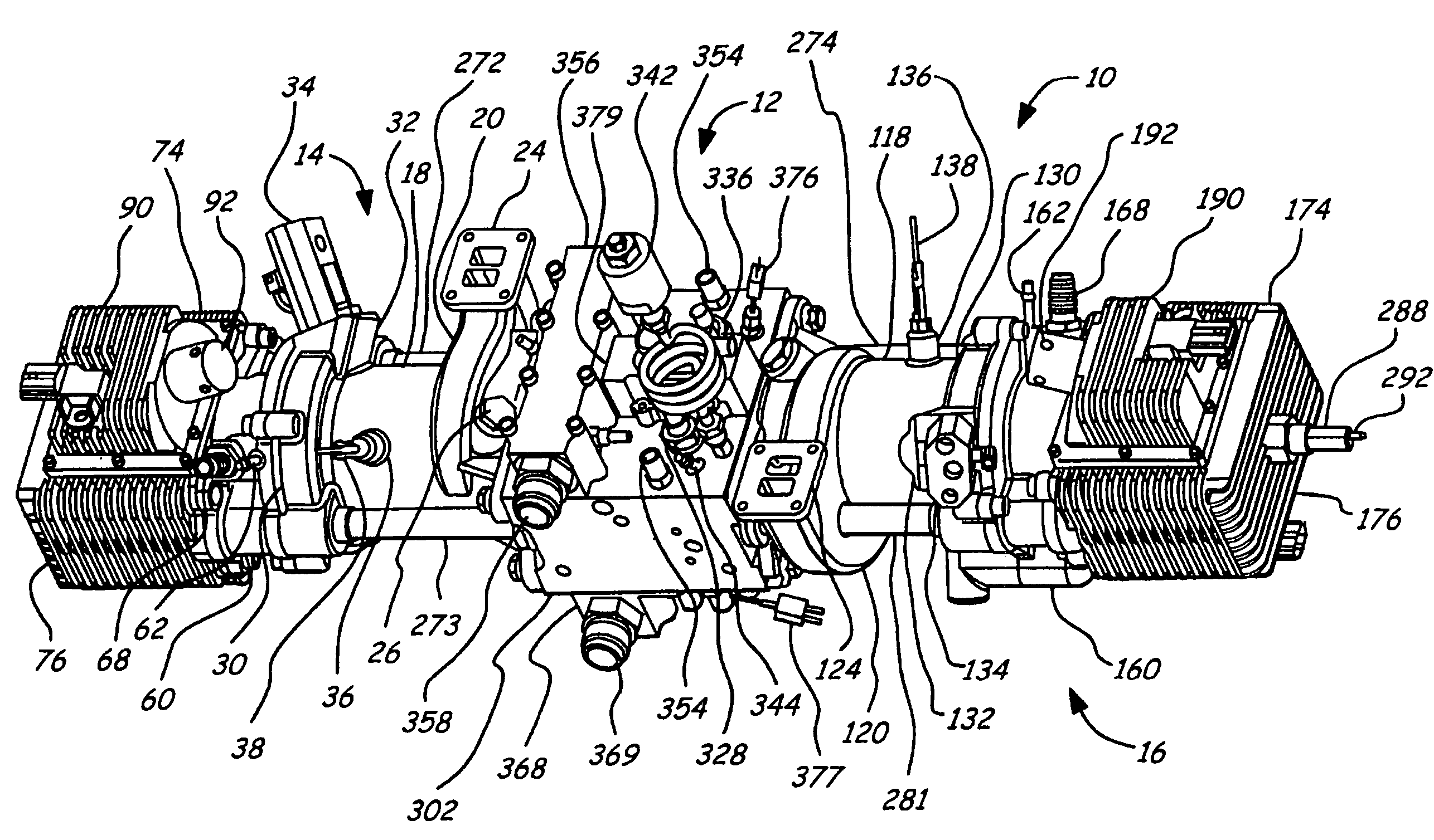 Hydraulic synchronizing coupler for a free piston engine