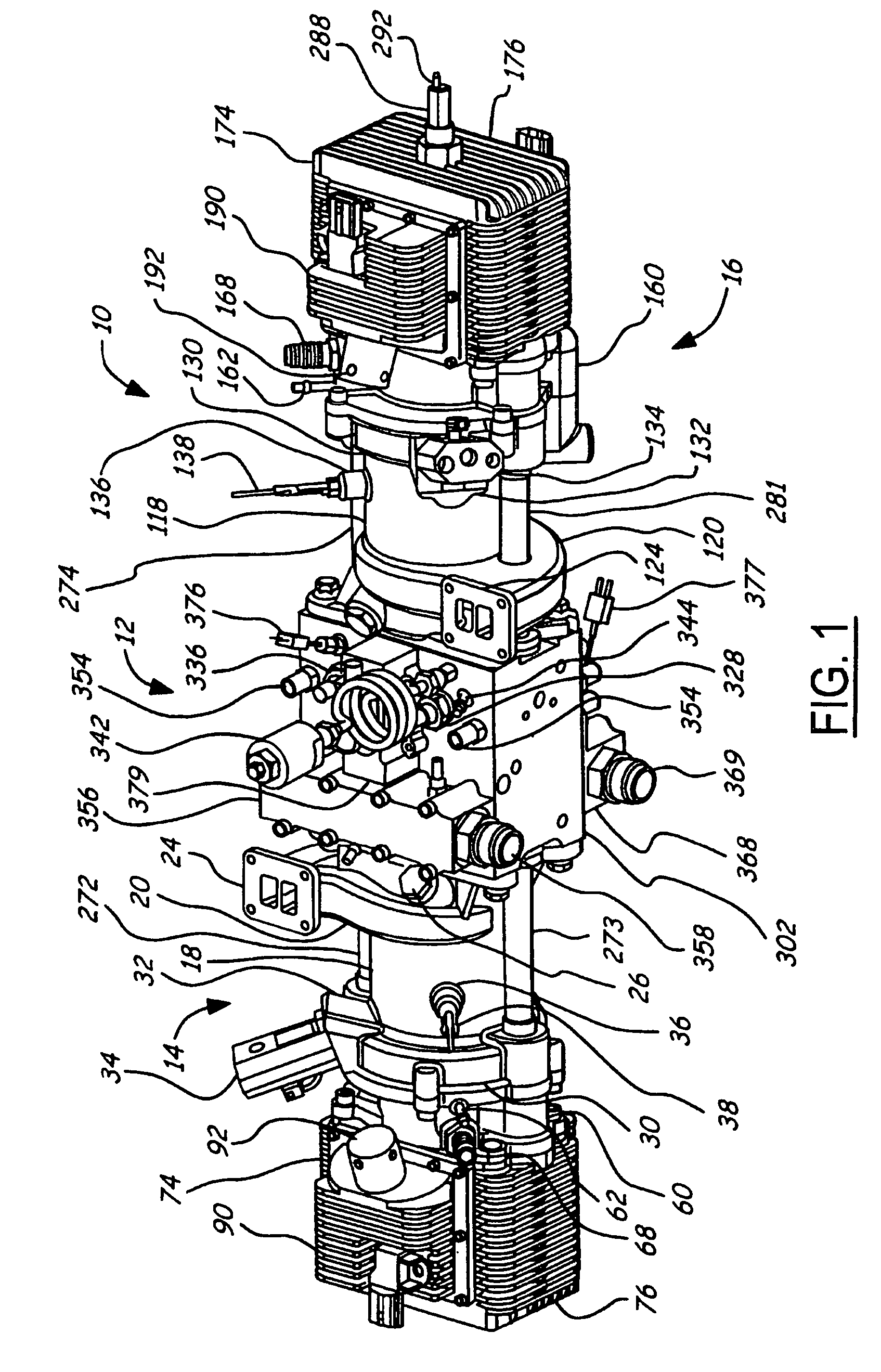 Hydraulic synchronizing coupler for a free piston engine