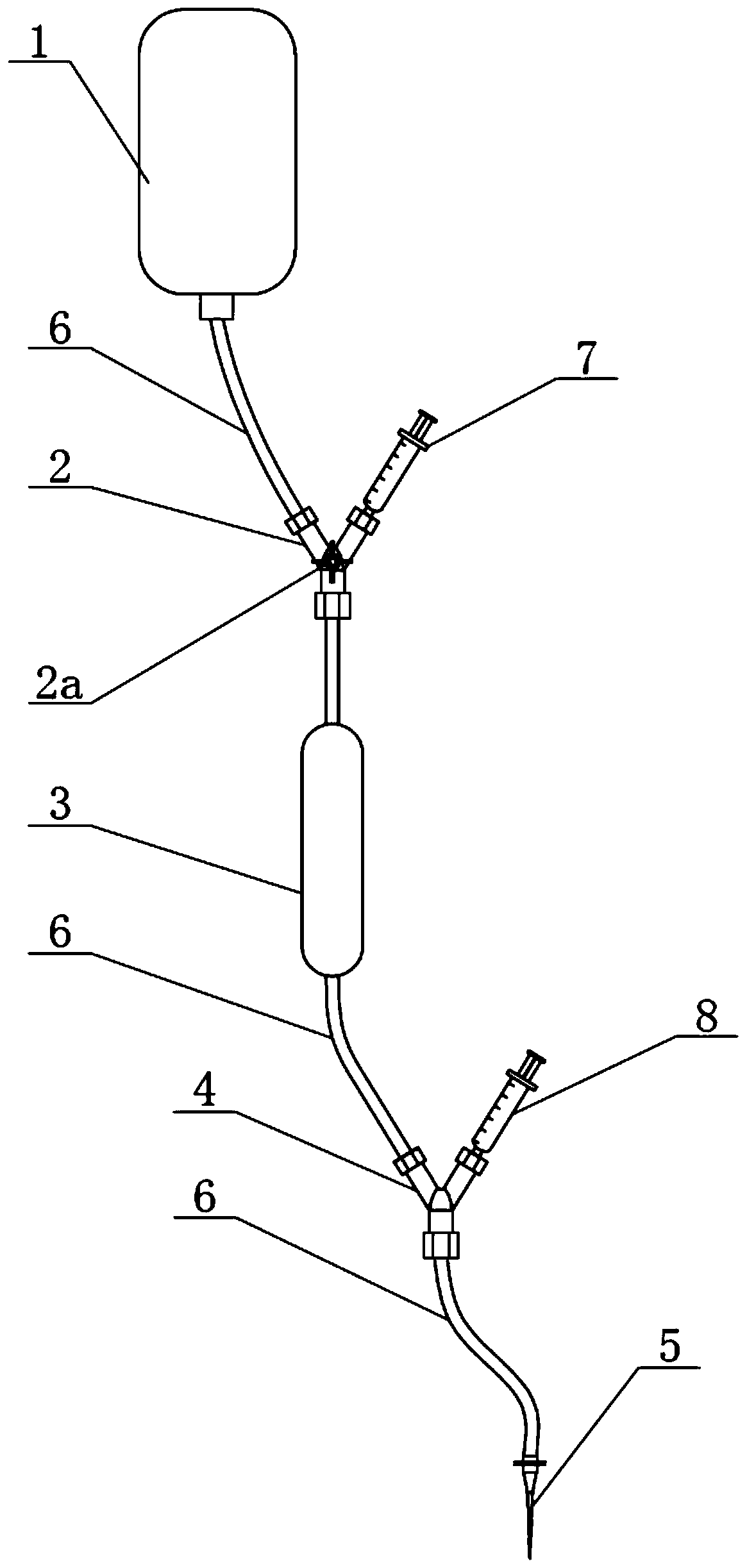 Continuous intravenous administration device for animal blood pressure increasing and reducing tests and administration method thereof