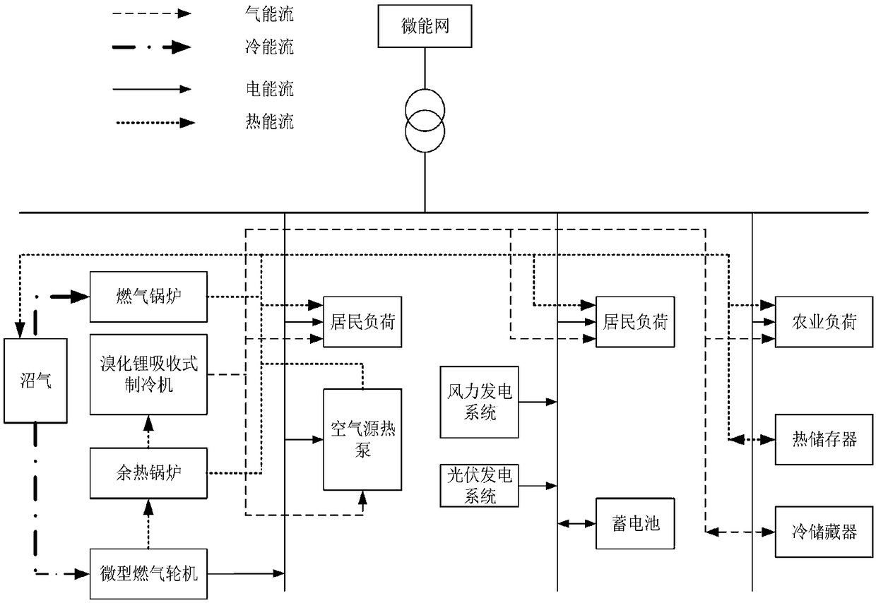 Multi-energy complementary rural micro energy network capacity optimization configuration method and device