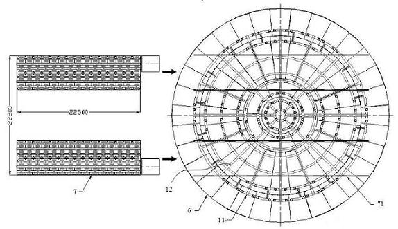 Special supporting device of cover head of nuclear island containment vessel made of steel and transportation method