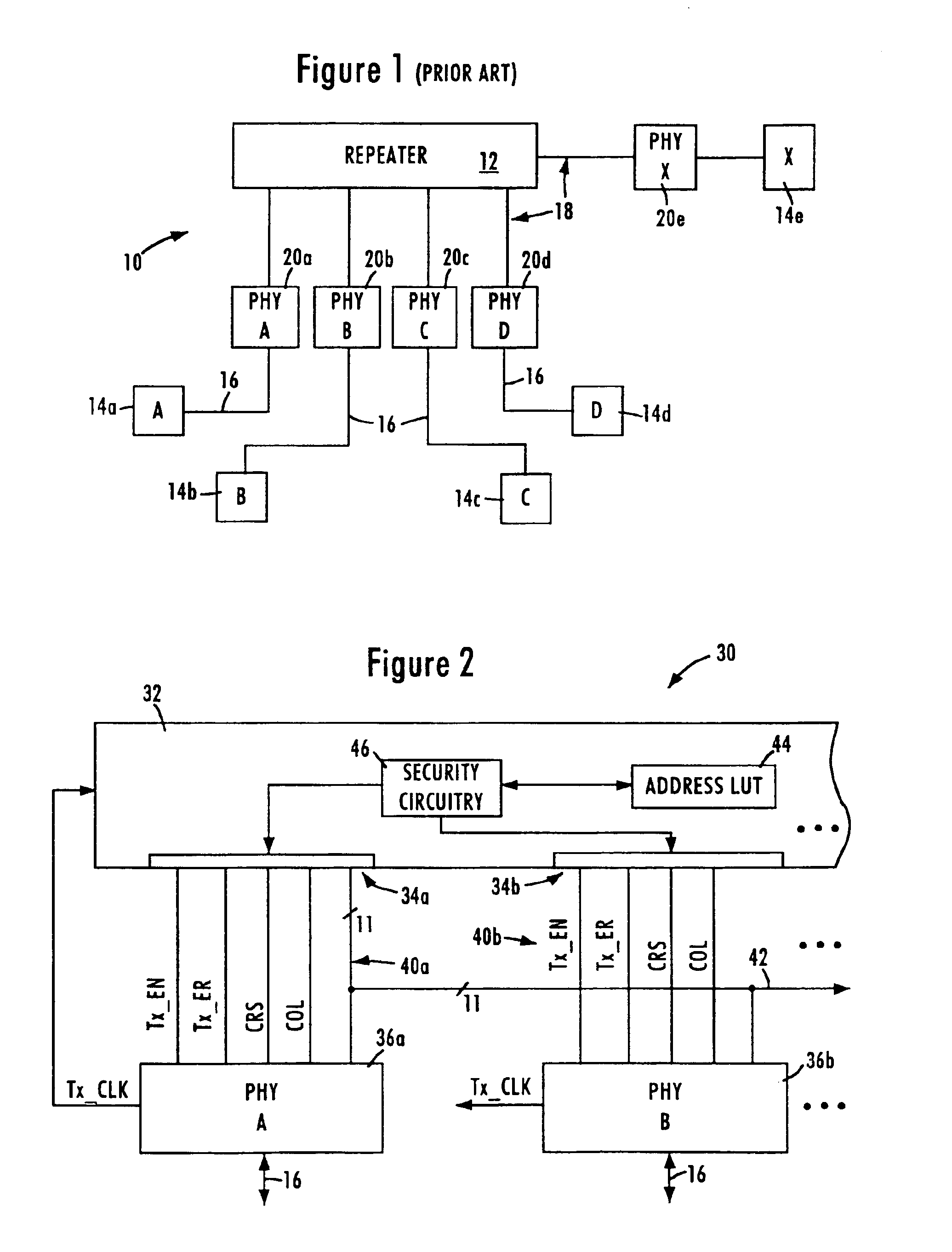 Apparatus and method for secure media independent interface communications by corrupting transmit data on selected repeater port