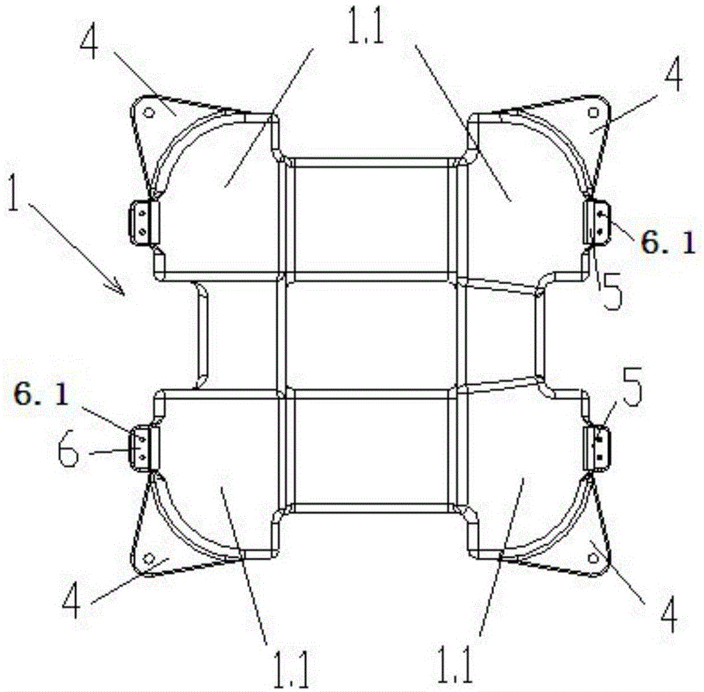 Variable-dip-angle whole-water-area water surface photovoltaic power station modularized double-hull-shaped floating device